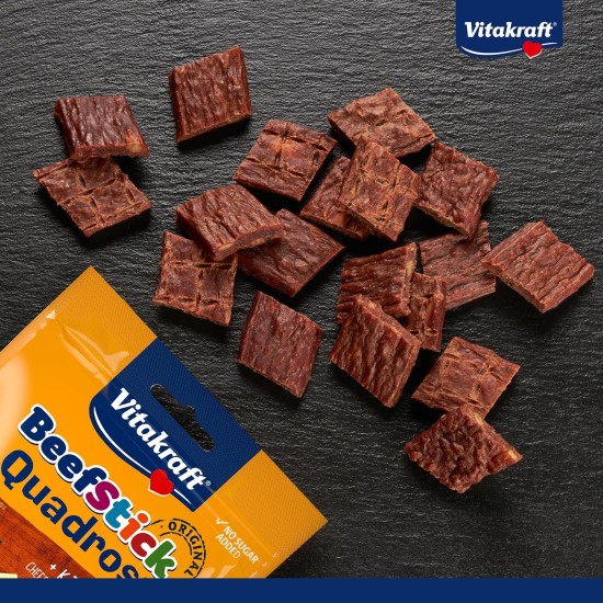 Vitakraft Beef Stick Quadros Dog Snack, Meaty Morsels, 70 g, Cheese Vitakraft Beef Stick Quadros Dog Snack, Meaty Morsels, 70 g, Cheese