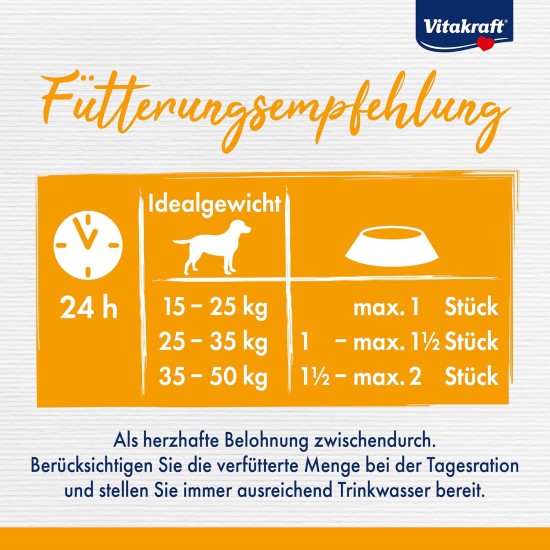 Vitakraft Chews Dog Snack, 10 cm Long, Long-Lasting Chew Bone, for Intensive Activity, Made of Dried and Pressed Cow Skin, for Medium Dogs (6 x 173 g) Vitakraft Chews Dog Snack, 10 cm Long, Long-Lasting Chew Bone, for Intensive Activity, Made of Dried and Pressed Cow Skin, for Medium Dogs (6 x 173 g)