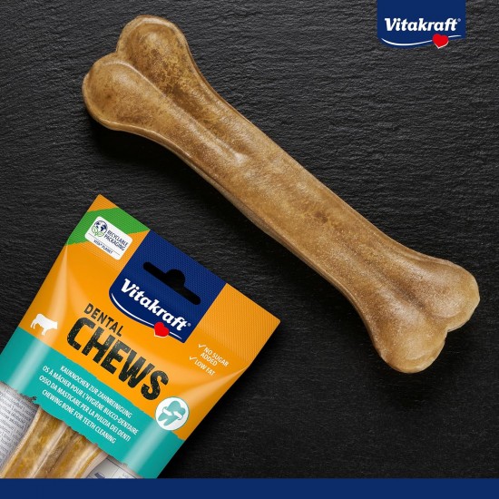 Vitakraft Dental Chews Dog Chew Bone, Cow Skin Chew Bone for Teeth Cleaning and Oral Hygiene, No Added Sugar (8 x 160 g) Vitakraft Dental Chews Dog Chew Bone, Cow Skin Chew Bone for Teeth Cleaning and Oral Hygiene, No Added Sugar (8 x 160 g)