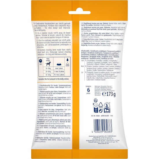 Vitakraft Long Lasting Chews Dog Chew Bone, Cow Hide, Intensive Activity (6 x 173 g) Vitakraft Long Lasting Chews Dog Chew Bone, Cow Hide, Intensive Activity (6 x 173 g)