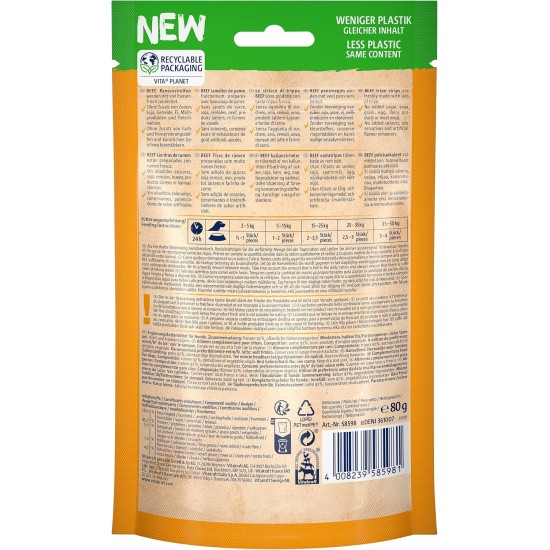 Vitakraft Pure Beef Strips, Hundeleckerli, Pansenstreifen vom Rind, Hunde Trainingsleckerli, ohne Zusatz von Zucker (1x 80g) Vitakraft Pure Beef Strips, Hundeleckerli, Pansenstreifen vom Rind, Hunde Trainingsleckerli, ohne Zusatz von Zucker (1x 80g)