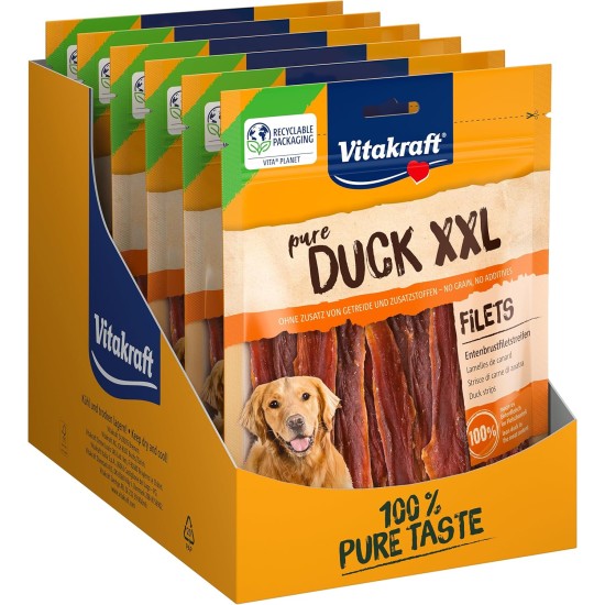 Vitakraft Pure Duck XXL Filet, Hundeleckerli, Entenbrustfiletstreifen, Hunde Trainingsleckerli, ohne Zusatz von Zucker (6x 250g) Vitakraft Pure Duck XXL Filet, Hundeleckerli, Entenbrustfiletstreifen, Hunde Trainingsleckerli, ohne Zusatz von Zucker (6x 250g)