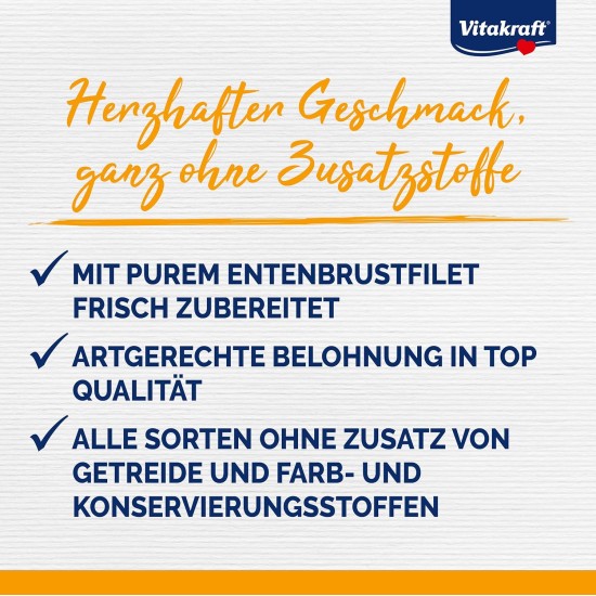 Vitakraft Pure Duck XXL Filet, Hundeleckerli, Entenbrustfiletstreifen, Hunde Trainingsleckerli, ohne Zusatz von Zucker (6x 250g) Vitakraft Pure Duck XXL Filet, Hundeleckerli, Entenbrustfiletstreifen, Hunde Trainingsleckerli, ohne Zusatz von Zucker (6x 250g)