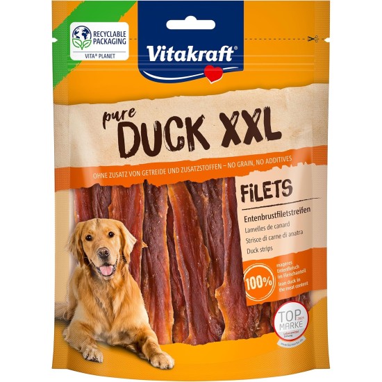 Vitakraft Pure Duck XXL Filet, Hundeleckerli, Entenbrustfiletstreifen, Hunde Trainingsleckerli, ohne Zusatz von Zucker (6x 250g) Vitakraft Pure Duck XXL Filet, Hundeleckerli, Entenbrustfiletstreifen, Hunde Trainingsleckerli, ohne Zusatz von Zucker (6x 250g)