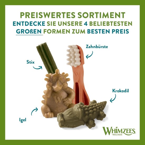 WHIMZEES By Wellness Gemischte Vielfaltsbox, Kaustangen für mittelgroße Hunde zur Zahnpflege, Größe M, 28 Stück, ohne Zuckerzusatz, getreidefrei, natürlich, fettarm WHIMZEES By Wellness Gemischte Vielfaltsbox, Kaustangen für mittelgroße Hunde zur Zahnpflege, Größe M, 28 Stück, ohne Zuckerzusatz, getreidefrei, natürlich, fettarm