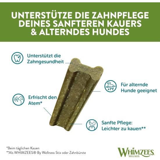 WHIMZEES by Wellness Medium 14 Pack Softer Chew Sticks for Medium Dogs for Dental Care, Gentle Care, Suitable for Aging Dogs, No Added Sugar, Grain Free WHIMZEES by Wellness Medium 14 Pack Softer Chew Sticks for Medium Dogs for Dental Care, Gentle Care, Suitable for Aging Dogs, No Added Sugar, Grain Free