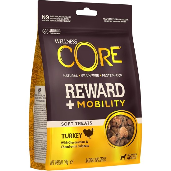 Wellness CORE Reward+ Pute, 170 g, sanfte Hundeleckerli zur Belohnung, ohne Zuckerzusatz, getreidefrei, mit hohem Fleischanteil, fördert die Mobilität deines Hundes Wellness CORE Reward+ Pute, 170 g, sanfte Hundeleckerli zur Belohnung, ohne Zuckerzusatz, getreidefrei, mit hohem Fleischanteil, fördert die Mobilität deines Hundes
