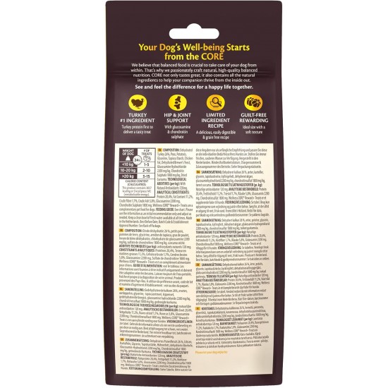 Wellness CORE Reward+ Turkey, 170 g, Gentle Dog Treats for Reward, No Added Sugar, Grain-Free, with High Meat Content, Promotes Your Dog's Mobility Wellness CORE Reward+ Turkey, 170 g, Gentle Dog Treats for Reward, No Added Sugar, Grain-Free, with High Meat Content, Promotes Your Dog's Mobility