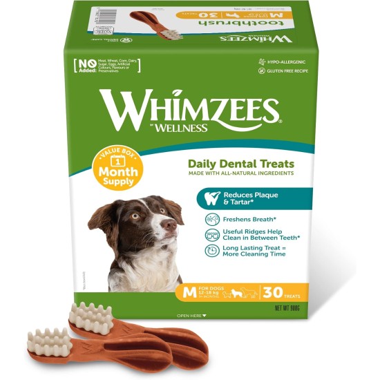 Whimzees Natural Cereal-Free Dental Treats for Dogs, Various Types and Sizes