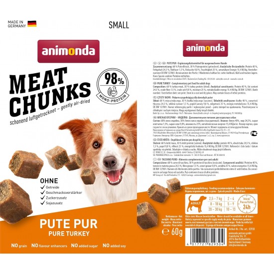 animonda Grancarno Meat Chunks Pure Duck (60 g), Pure Meat Premium Dog Snack for Small Adult Dogs, Grain-Free Dog Treats for Adult Dogs animonda Grancarno Meat Chunks Pure Duck (60 g), Pure Meat Premium Dog Snack for Small Adult Dogs, Grain-Free Dog Treats for Adult Dogs