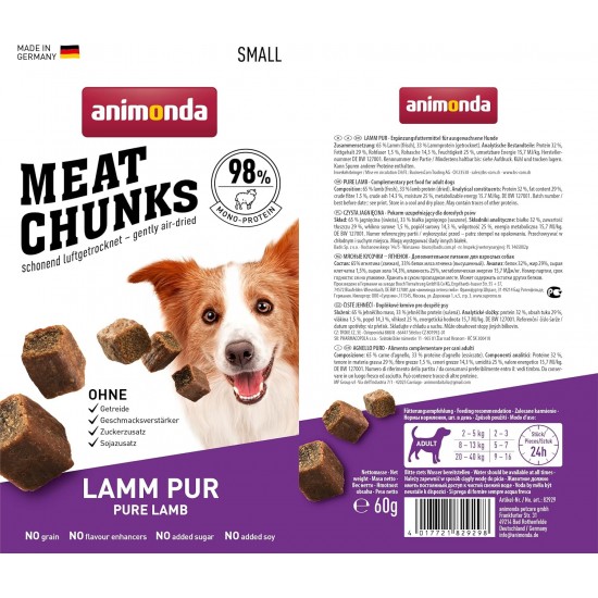 animonda Grancarno Meat Chunks Pure Duck (60 g), Pure Meat Premium Dog Snack for Small Adult Dogs, Grain-Free Dog Treats for Adult Dogs animonda Grancarno Meat Chunks Pure Duck (60 g), Pure Meat Premium Dog Snack for Small Adult Dogs, Grain-Free Dog Treats for Adult Dogs