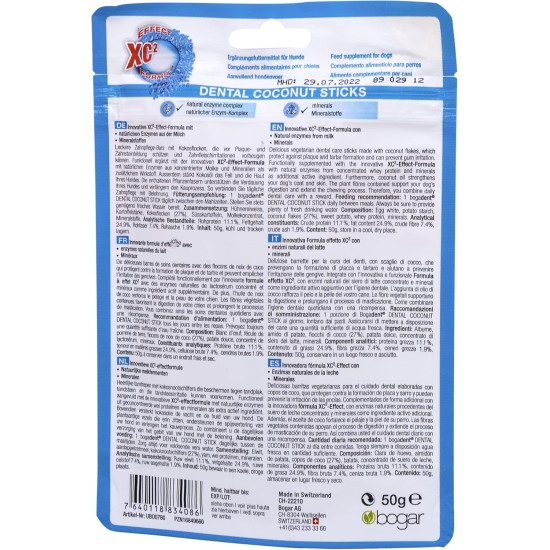 bogar, Bogadent Dental Coconut, Dental Sticks Dog, Dog Snacks with Coconut, Prevents Plaque and Tartar, Dental Care for Dogs, Strengthens the Coat, Dog Accessories, 50 g bogar, Bogadent Dental Coconut, Dental Sticks Dog, Dog Snacks with Coconut, Prevents Plaque and Tartar, Dental Care for Dogs, Strengthens the Coat, Dog Accessories, 50 g