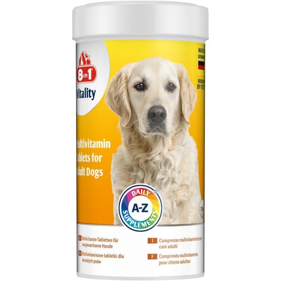 8in1 Multivitamin Tablets Adult - for Dietary Supplement in Adult Dogs, 1 Tin (70 Tablets) 8in1 Multivitamin Tablets Adult - for Dietary Supplement in Adult Dogs, 1 Tin (70 Tablets)