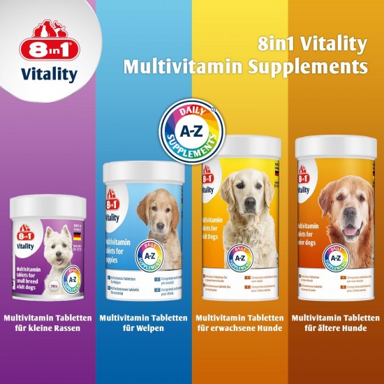 8in1 Multivitamin Tablets Adult - for Dietary Supplement in Adult Dogs, 1 Tin (70 Tablets) 8in1 Multivitamin Tablets Adult - for Dietary Supplement in Adult Dogs, 1 Tin (70 Tablets)