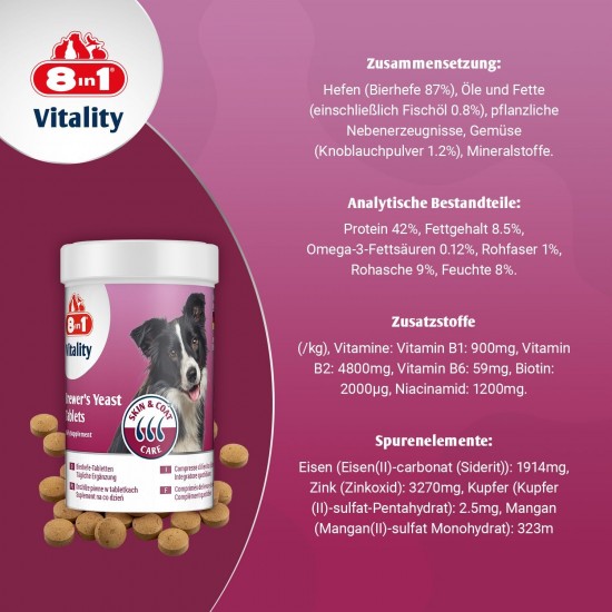 8in1 Vitality Brewer's Yeast Tablets for All Dogs 8in1 Vitality Brewer's Yeast Tablets for All Dogs