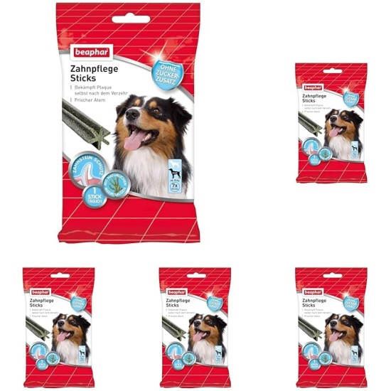 Beaphar Dental Care Sticks - For Large Dogs - Dental Care Snack - With Natural Seaweed - No Added Sugar - 7 Pieces, 182 g (Pack of 1) Beaphar Dental Care Sticks - For Large Dogs - Dental Care Snack - With Natural Seaweed - No Added Sugar - 7 Pieces, 182 g (Pack of 1)