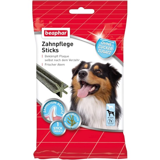 Beaphar Dental Care Sticks - For Large Dogs - Dental Care Snack - With Natural Seaweed - No Added Sugar - 7 Pieces, 182 g (Pack of 1)