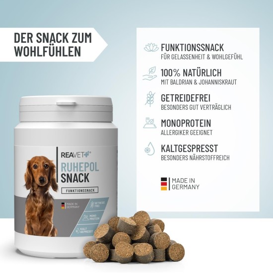 Calming Agent for Dogs as Snacks with Valerian & St. John's Wort, for Anxiety, New Year's Eve, Stress, Car Ride & Travel - For Natural Calming & Relaxation I Grain-Free Dog Treats Calming Agent for Dogs as Snacks with Valerian & St. John's Wort, for Anxiety, New Year's Eve, Stress, Car Ride & Travel - For Natural Calming & Relaxation I Grain-Free Dog Treats