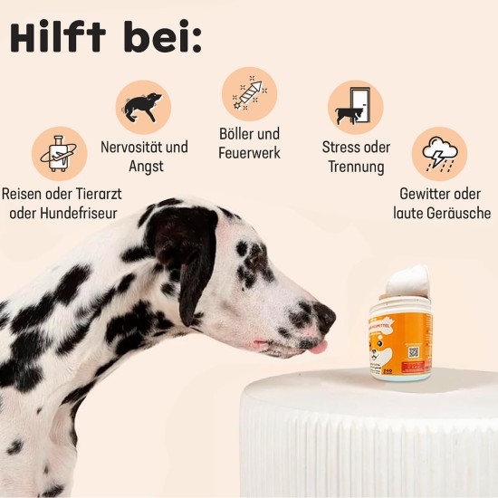 Calming Agent for Dogs with 120 Chewable Tablets Natural Calming and Relaxation for Firecrackers, Anxiety, Travel Stress or Fireworks Calming Agent for Dogs with 120 Chewable Tablets Natural Calming and Relaxation for Firecrackers, Anxiety, Travel Stress or Fireworks