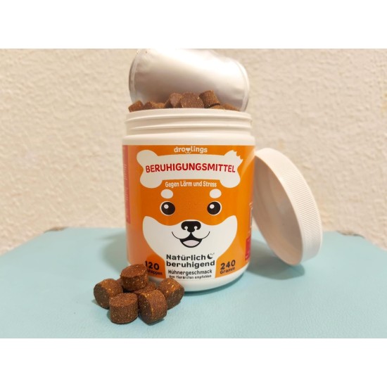 Calming Agent for Dogs with 120 Chewable Tablets Natural Calming and Relaxation for Firecrackers, Anxiety, Travel Stress or Fireworks Calming Agent for Dogs with 120 Chewable Tablets Natural Calming and Relaxation for Firecrackers, Anxiety, Travel Stress or Fireworks