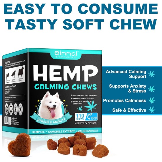 Calming Chew for Dogs (Salmon Aroma Pack of 110), Soothing Chews for Pets, ti Stress Snack for Your Dog, Promotes Relaxation, Reduce Stress, with Natural Ingredients Calming Chew for Dogs (Salmon Aroma Pack of 110), Soothing Chews for Pets, ti Stress Snack for Your Dog, Promotes Relaxation, Reduce Stress, with Natural Ingredients