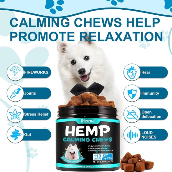 Calming Chew for Dogs (Salmon Aroma Pack of 110), Soothing Chews for Pets, ti Stress Snack for Your Dog, Promotes Relaxation, Reduce Stress, with Natural Ingredients Calming Chew for Dogs (Salmon Aroma Pack of 110), Soothing Chews for Pets, ti Stress Snack for Your Dog, Promotes Relaxation, Reduce Stress, with Natural Ingredients