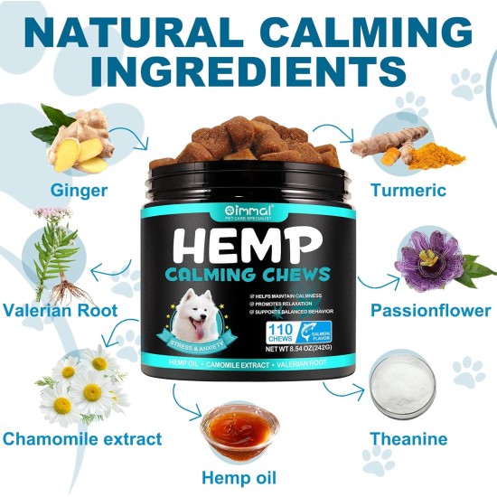 Calming Chew for Dogs (Salmon Aroma Pack of 110), Soothing Chews for Pets, ti Stress Snack for Your Dog, Promotes Relaxation, Reduce Stress, with Natural Ingredients Calming Chew for Dogs (Salmon Aroma Pack of 110), Soothing Chews for Pets, ti Stress Snack for Your Dog, Promotes Relaxation, Reduce Stress, with Natural Ingredients