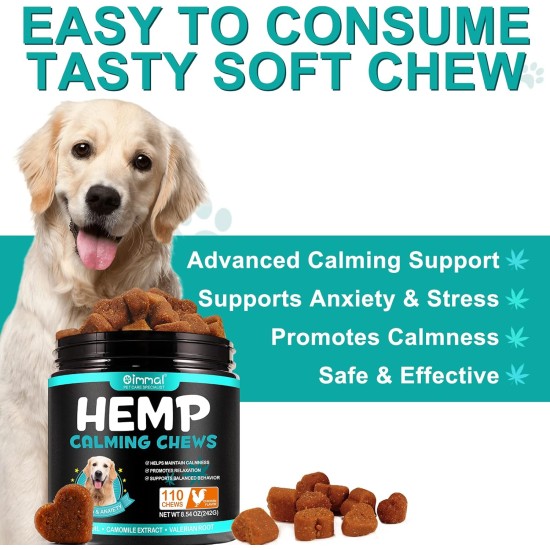 Calming Chew for Dogs (Salmon Aroma Pack of 110), Soothing Chews for Pets, ti Stress Snack for Your Dog, Promotes Relaxation, Reduce Stress, with Natural Ingredients Calming Chew for Dogs (Salmon Aroma Pack of 110), Soothing Chews for Pets, ti Stress Snack for Your Dog, Promotes Relaxation, Reduce Stress, with Natural Ingredients