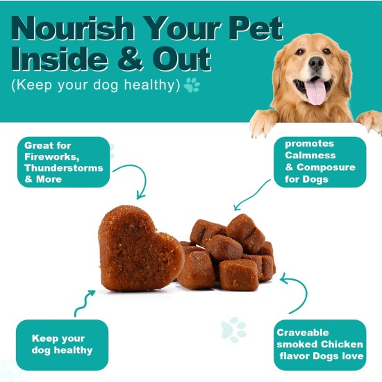 Calming Chew for Dogs (Salmon Aroma Pack of 110), Soothing Chews for Pets, ti Stress Snack for Your Dog, Promotes Relaxation, Reduce Stress, with Natural Ingredients Calming Chew for Dogs (Salmon Aroma Pack of 110), Soothing Chews for Pets, ti Stress Snack for Your Dog, Promotes Relaxation, Reduce Stress, with Natural Ingredients