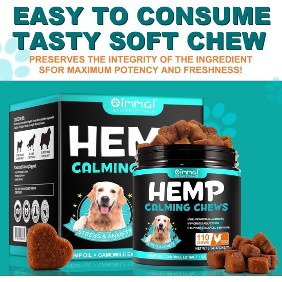 Calming Chew for Dogs (Salmon Aroma Pack of 110), Soothing Chews for Pets, ti Stress Snack for Your Dog, Promotes Relaxation, Reduce Stress, with Natural Ingredients Calming Chew for Dogs (Salmon Aroma Pack of 110), Soothing Chews for Pets, ti Stress Snack for Your Dog, Promotes Relaxation, Reduce Stress, with Natural Ingredients