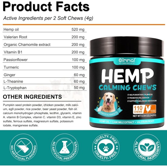 Calming Chew for Dogs (Salmon Aroma Pack of 110), Soothing Chews for Pets, ti Stress Snack for Your Dog, Promotes Relaxation, Reduce Stress, with Natural Ingredients Calming Chew for Dogs (Salmon Aroma Pack of 110), Soothing Chews for Pets, ti Stress Snack for Your Dog, Promotes Relaxation, Reduce Stress, with Natural Ingredients