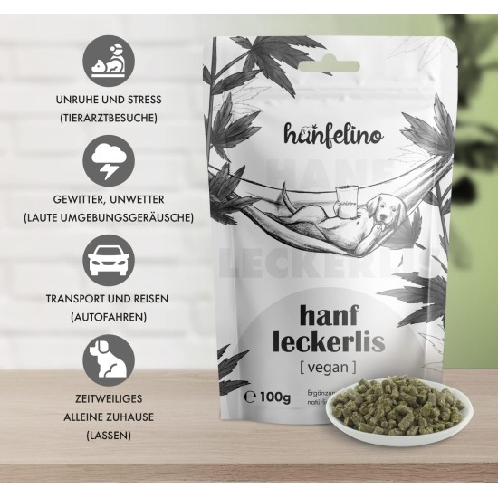 Dog Treats with Hemp 100 g Snacks - Natural Calming & Relaxation for Anxiety or Stress - Dog Biscuits Made of Hemp Press Cake Grain-Free & Natural Dog Treats with Hemp 100 g Snacks - Natural Calming & Relaxation for Anxiety or Stress - Dog Biscuits Made of Hemp Press Cake Grain-Free & Natural
