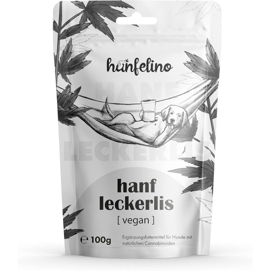 Dog Treats with Hemp 100 g Snacks - Natural Calming & Relaxation for Anxiety or Stress - Dog Biscuits Made of Hemp Press Cake Grain-Free & Natural