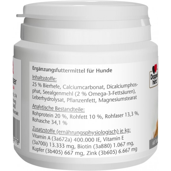 Doppelherz Biotin Plus for Animals for Dogs - For Dogs That Feel Good In Their Skin - Trace Elements and Vitamins - 120 Tablets Doppelherz Biotin Plus for Animals for Dogs - For Dogs That Feel Good In Their Skin - Trace Elements and Vitamins - 120 Tablets
