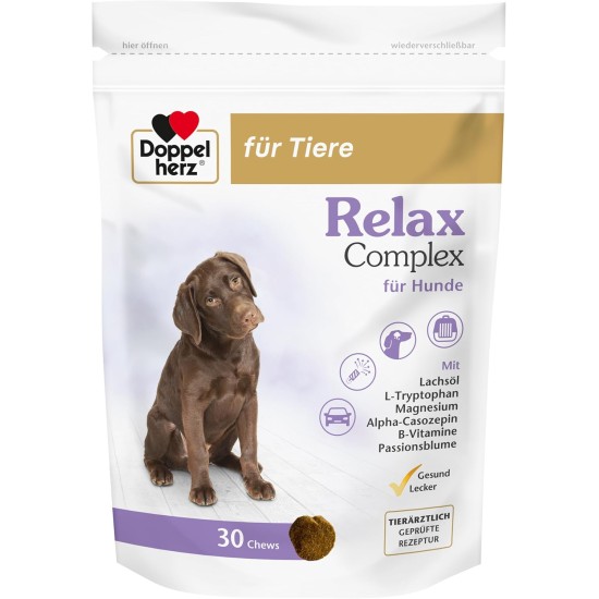 Doppelherz Relax Complex for Dogs - With Alpha Casozepine, L-Tryptophan and Passion Flower - Support for Mental Wellbeing - 60 Chews Doppelherz Relax Complex for Dogs - With Alpha Casozepine, L-Tryptophan and Passion Flower - Support for Mental Wellbeing - 60 Chews