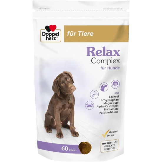 Doppelherz Relax Complex for Dogs - With Alpha Casozepine, L-Tryptophan and Passion Flower - Support for Mental Wellbeing - 60 Chews