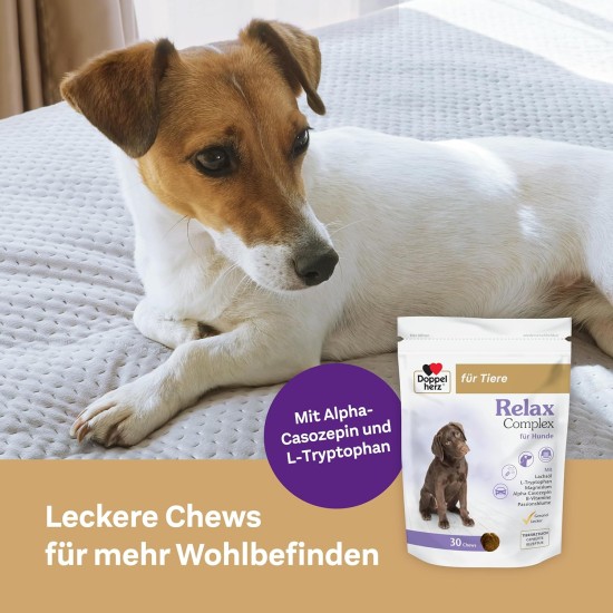 Doppelherz Relax Complex for Dogs - With Alpha Casozepine, L-Tryptophan and Passion Flower - Support for Mental Wellbeing - 60 Chews Doppelherz Relax Complex for Dogs - With Alpha Casozepine, L-Tryptophan and Passion Flower - Support for Mental Wellbeing - 60 Chews
