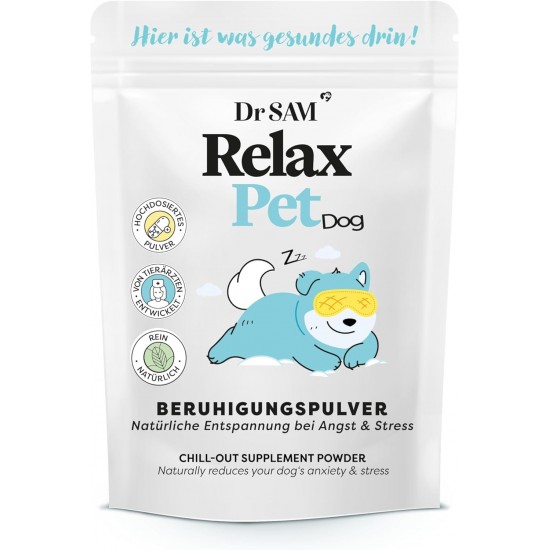 Dr. SAM Premium Anti-Stress Powder for Dogs – RelaxPet as a Natural Soothing Agent for Relaxation from Anxiety and Stress – Peace When Travelling and Special Occasions – High Dose – 45 g Dr. SAM Premium Anti-Stress Powder for Dogs – RelaxPet as a Natural Soothing Agent for Relaxation from Anxiety and Stress – Peace When Travelling and Special Occasions – High Dose – 45 g