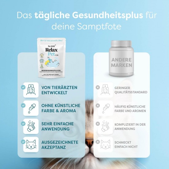 Dr. SAM Premium Anti-Stress Powder for Dogs – RelaxPet as a Natural Soothing Agent for Relaxation from Anxiety and Stress – Peace When Travelling and Special Occasions – High Dose – 45 g Dr. SAM Premium Anti-Stress Powder for Dogs – RelaxPet as a Natural Soothing Agent for Relaxation from Anxiety and Stress – Peace When Travelling and Special Occasions – High Dose – 45 g