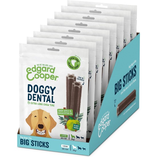 Edgard & Cooper Treats Dental Stick, Big - Strawberry and Mint - (8 x 7 Stick Pack), Natural Dog Chew Sticks, Dental Hygiene, 1 Per Day, Low Calorie, Long Chew, Fresh Breath Edgard & Cooper Treats Dental Stick, Big - Strawberry and Mint - (8 x 7 Stick Pack), Natural Dog Chew Sticks, Dental Hygiene, 1 Per Day, Low Calorie, Long Chew, Fresh Breath