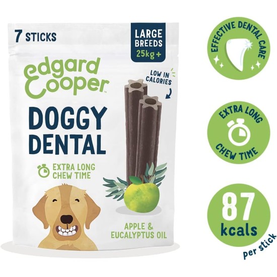 Edgard & Cooper Treats Dental Stick, Big - Strawberry and Mint - (8 x 7 Stick Pack), Natural Dog Chew Sticks, Dental Hygiene, 1 Per Day, Low Calorie, Long Chew, Fresh Breath Edgard & Cooper Treats Dental Stick, Big - Strawberry and Mint - (8 x 7 Stick Pack), Natural Dog Chew Sticks, Dental Hygiene, 1 Per Day, Low Calorie, Long Chew, Fresh Breath