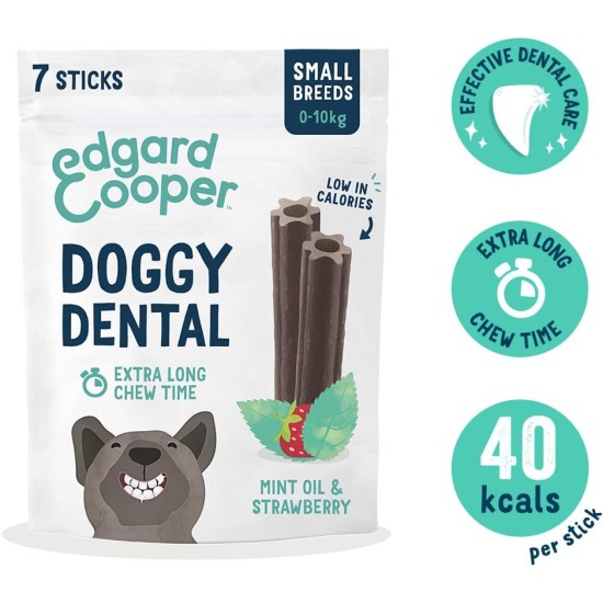 Edgard & Cooper Treats Dental Stick, Big - Strawberry and Mint - (8 x 7 Stick Pack), Natural Dog Chew Sticks, Dental Hygiene, 1 Per Day, Low Calorie, Long Chew, Fresh Breath Edgard & Cooper Treats Dental Stick, Big - Strawberry and Mint - (8 x 7 Stick Pack), Natural Dog Chew Sticks, Dental Hygiene, 1 Per Day, Low Calorie, Long Chew, Fresh Breath