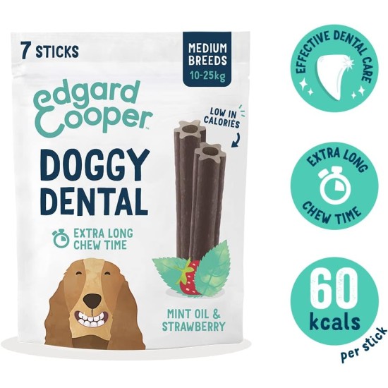 Edgard & Cooper Treats Dental Stick, Big - Strawberry and Mint - (8 x 7 Stick Pack), Natural Dog Chew Sticks, Dental Hygiene, 1 Per Day, Low Calorie, Long Chew, Fresh Breath Edgard & Cooper Treats Dental Stick, Big - Strawberry and Mint - (8 x 7 Stick Pack), Natural Dog Chew Sticks, Dental Hygiene, 1 Per Day, Low Calorie, Long Chew, Fresh Breath