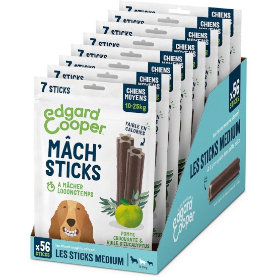 Edgard Cooper Dog Treat (Eucalyptus & Apple, 7 Sticks x 8), Medium, One a Day, Low Calorie, Efficient Long Chew, Fresh Breath Edgard Cooper Dog Treat (Eucalyptus & Apple, 7 Sticks x 8), Medium, One a Day, Low Calorie, Efficient Long Chew, Fresh Breath