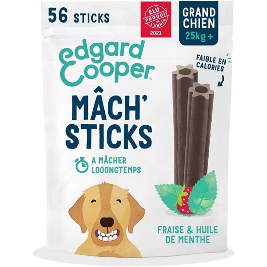 Edgard Cooper Dog Treat, Mint & Strawberry, 7 Sticks x 8 Pieces, Large, One Per Day, Low Calorie, Effective, Long, Effective Chew, Fresh Breath Edgard Cooper Dog Treat, Mint & Strawberry, 7 Sticks x 8 Pieces, Large, One Per Day, Low Calorie, Effective, Long, Effective Chew, Fresh Breath