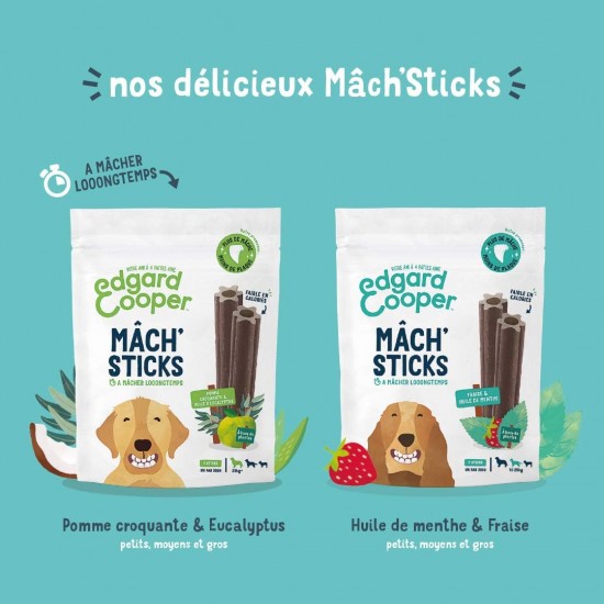 Edgard Cooper Dog Treat, Mint & Strawberry, 7 Sticks x 8 Pieces, Large, One Per Day, Low Calorie, Effective, Long, Effective Chew, Fresh Breath Edgard Cooper Dog Treat, Mint & Strawberry, 7 Sticks x 8 Pieces, Large, One Per Day, Low Calorie, Effective, Long, Effective Chew, Fresh Breath