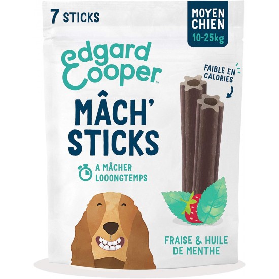 Edgard Cooper Dog Treat, Mint & Strawberry, 7 Sticks x 8 Pieces, Large, One Per Day, Low Calorie, Effective, Long, Effective Chew, Fresh Breath Edgard Cooper Dog Treat, Mint & Strawberry, 7 Sticks x 8 Pieces, Large, One Per Day, Low Calorie, Effective, Long, Effective Chew, Fresh Breath