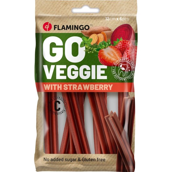 Flamingo Veggie Stick with Strawberry 12 cm Pack of 6 78G