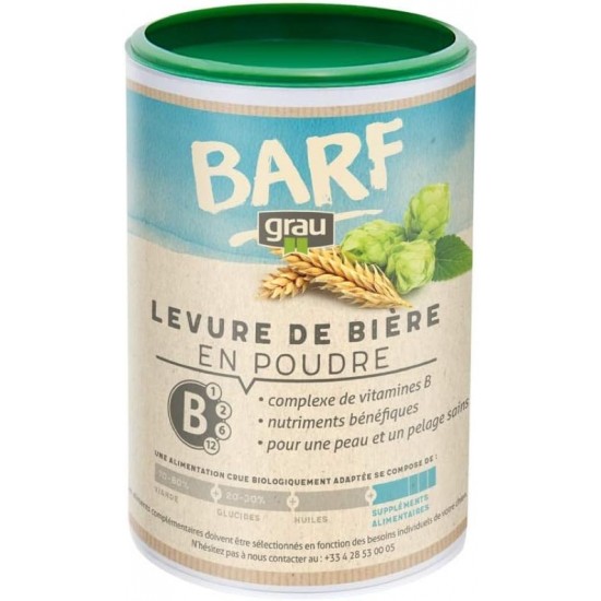 GRAU - The Original 100% Natural Brewer's Yeast for Shiny Coat and Strong Skin, Rich in Minerals and Trace Elements, 1 Pack (1 x 500 g), Supplementary Feed for Dogs and Cats