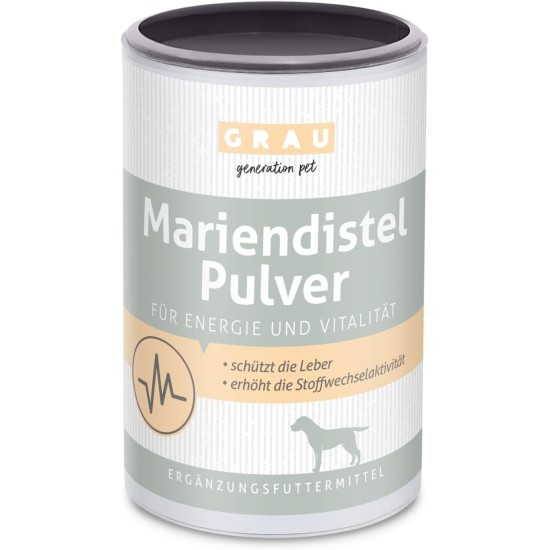 GRAU - The Original 100% Pure Milk Thistle Powder, Protects the Liver, Contributes to Cell Renewal, 1 Pack (1 x 120 g), Supplementary Feed for Dogs GRAU - The Original 100% Pure Milk Thistle Powder, Protects the Liver, Contributes to Cell Renewal, 1 Pack (1 x 120 g), Supplementary Feed for Dogs